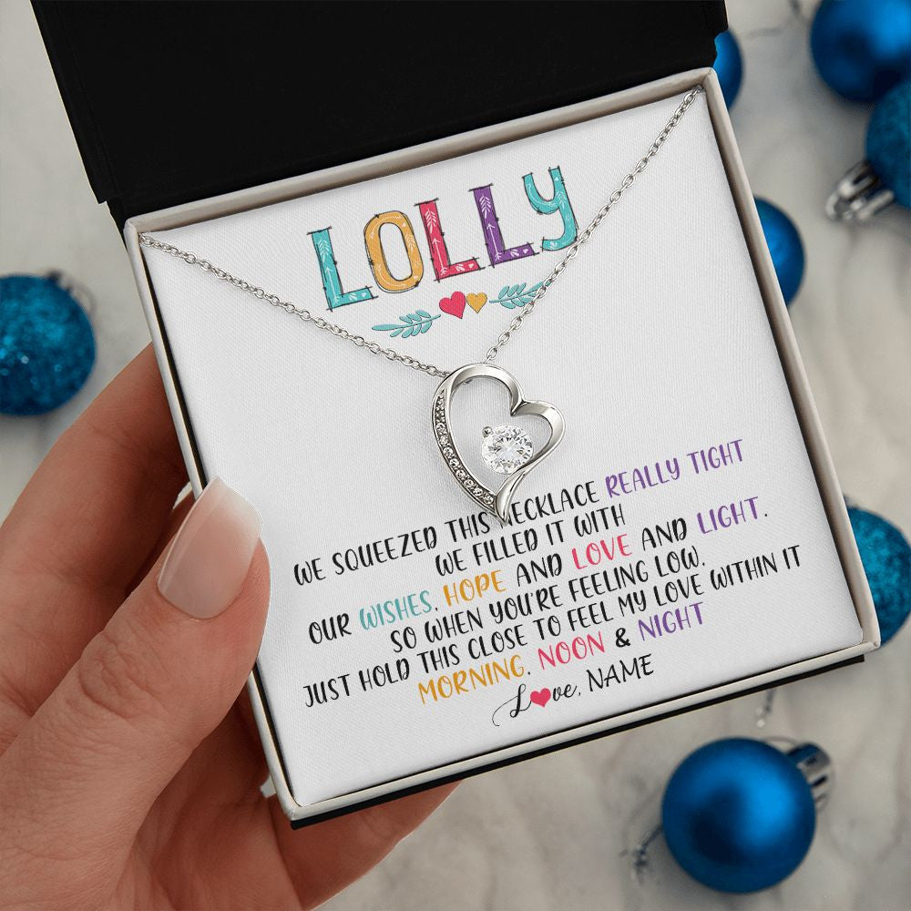 Forever Love Necklace | Personalized To My Lolly Necklace From Grandkids Granddaughter We Squeezed This Necklace Lolly Birthday Mothers Day Jewelry Customized Gift Box Message Card | siriusteestore