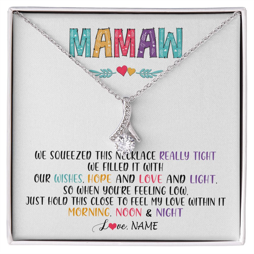 Alluring Beauty Necklace | Personalized To My Mamaw Necklace From Grandkids Granddaughter We Squeezed This Necklace Mamaw Birthday Mothers Day Jewelry Customized Gift Box Message Card | siriusteestore