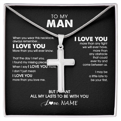 Stainless Cross Necklace | Personalized To My Man Boyfriend Husband Cross Necklace When You Wear This Necklace For Him Birthday Anniversary Day Christmas Customized Gift Box Message Card | siriusteestore