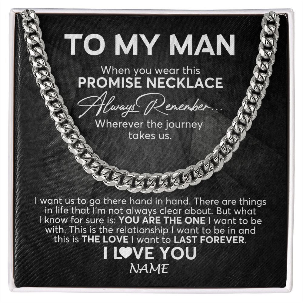 Cuban Link Chain Necklace | Personalized To My Man Cuban Necklace From Wife Always Remember Boyfriend Husband Birthday Anniversary Valentines Christmas Customized Gift Box Message Card | siriusteestore