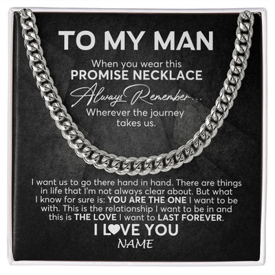 Cuban Link Chain Necklace | Personalized To My Man Cuban Necklace From Wife Always Remember Boyfriend Husband Birthday Anniversary Valentines Christmas Customized Gift Box Message Card | siriusteestore