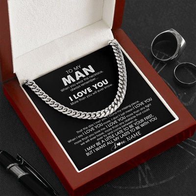 Cuban Link Chain Necklace | Personalized To My Man Necklace Cuban When You Wear This Necklace For Him Boyfriend Husband Birthday Anniversary Day Christmas Customized Gift Box Message Card | siriusteestore