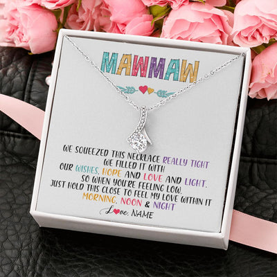 Alluring Beauty Necklace | Personalized To My Mawmaw Necklace From Grandkids Granddaughter We Squeezed This Necklace Mawmaw Birthday Mothers Day Customized Gift Box Message Card | siriusteestore