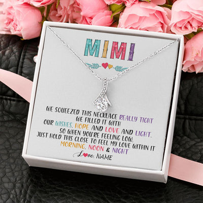 Alluring Beauty Necklace | Personalized To My Mimi Necklace From Grandkids Granddaughter We Squeezed This Necklace Mimi Birthday Mothers Day Christmas Customized Gift Box Message Card | siriusteestore