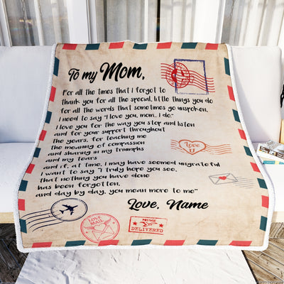 Personalized To My Mom Blanket From Daughter Son Love Letter Mail to Mom Birthday Mothers Day Christmas Customized Fleece Blanket | siriusteestore