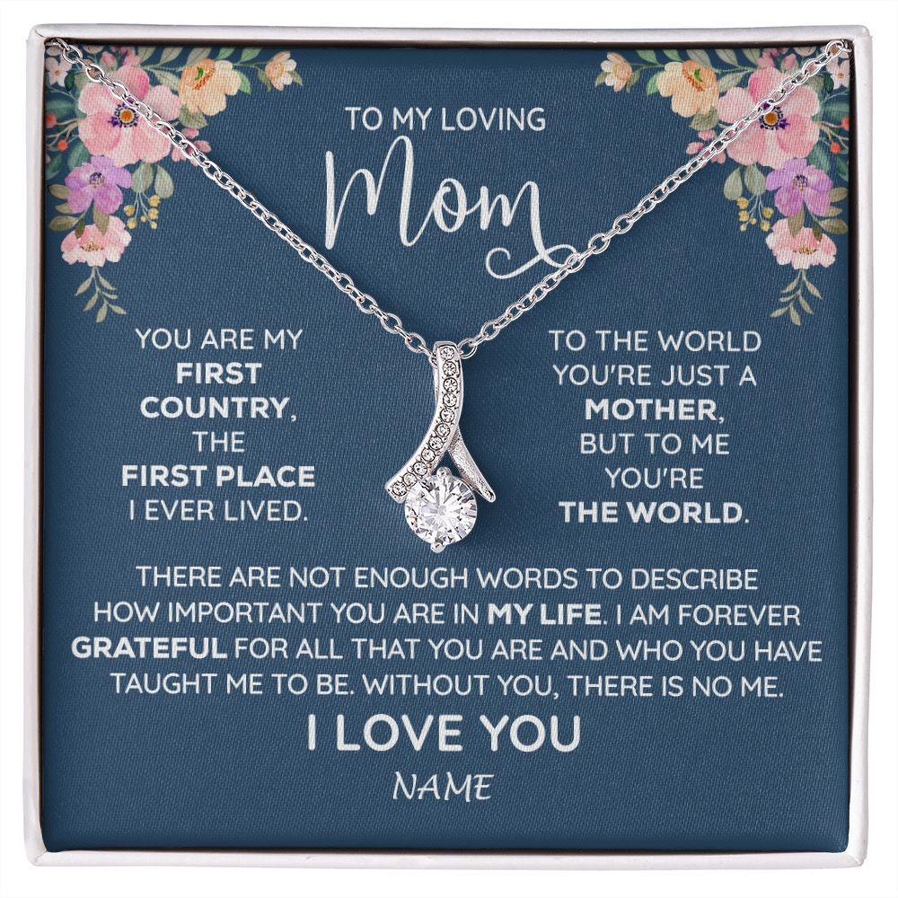 Alluring Beauty Necklace | Personalized To My Mom Necklace From Daughter Son I Am Forever Grateful Mom Birthday Mothers Day Christmas Pendant Jewelry Customized Gift Box Message Card | siriusteestore