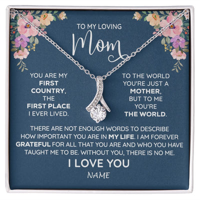 Alluring Beauty Necklace | Personalized To My Mom Necklace From Daughter Son I Am Forever Grateful Mom Birthday Mothers Day Christmas Pendant Jewelry Customized Gift Box Message Card | siriusteestore