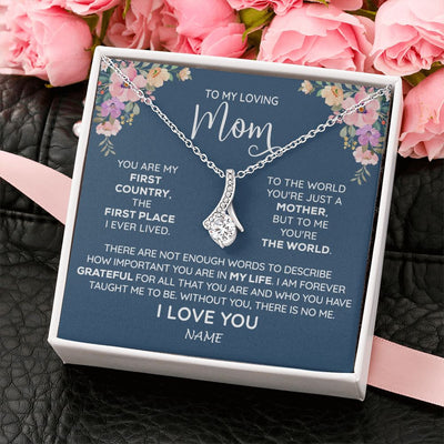 Alluring Beauty Necklace | Personalized To My Mom Necklace From Daughter Son I Am Forever Grateful Mom Birthday Mothers Day Christmas Pendant Jewelry Customized Gift Box Message Card | siriusteestore