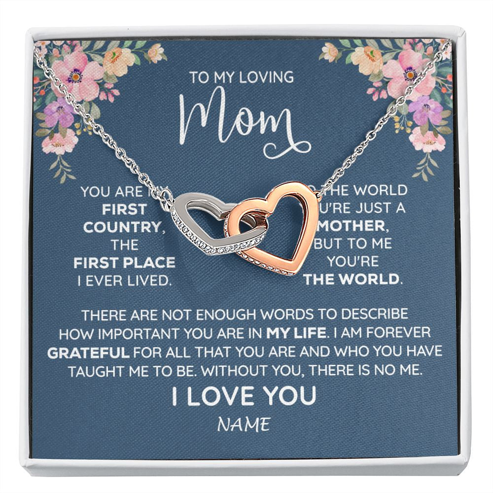 Interlocking Hearts Necklace | Personalized To My Mom Necklace From Daughter Son I Am Forever Grateful Mom Birthday Mothers Day Christmas Pendant Jewelry Customized Gift Box Message Card | siriusteestore