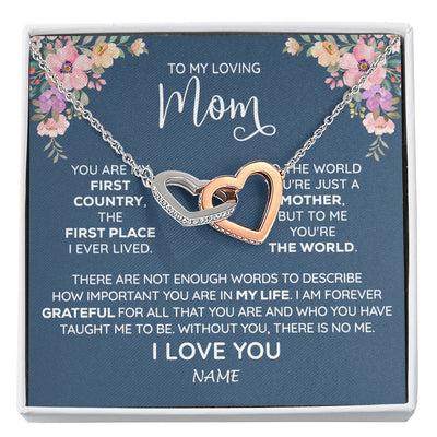 Interlocking Hearts Necklace | Personalized To My Mom Necklace From Daughter Son I Am Forever Grateful Mom Birthday Mothers Day Christmas Pendant Jewelry Customized Gift Box Message Card | siriusteestore