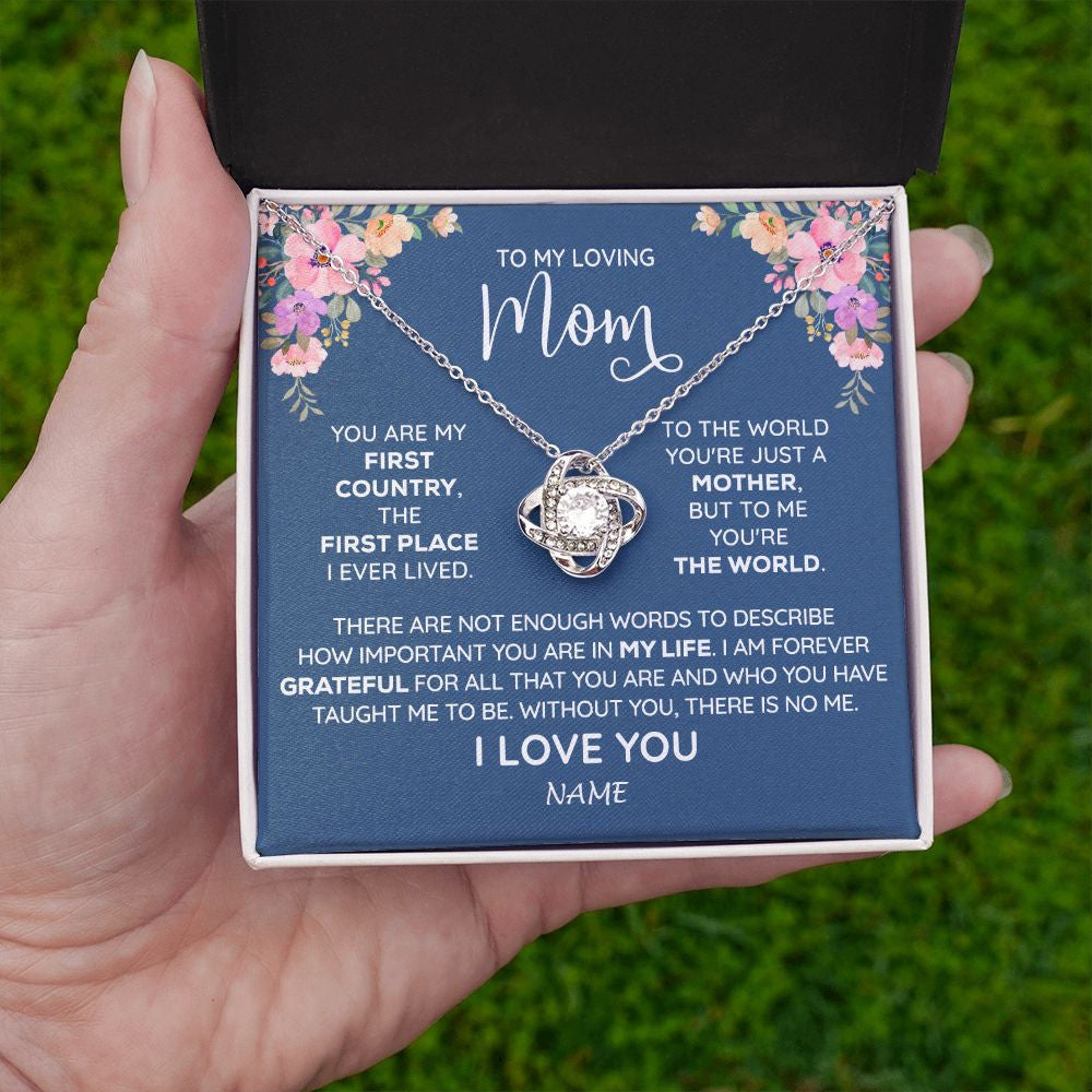Love Knot Necklace | Personalized To My Mom Necklace From Daughter Son I Am Forever Grateful Mom Birthday Mothers Day Christmas Pendant Jewelry Customized Gift Box Message Card | siriusteestore