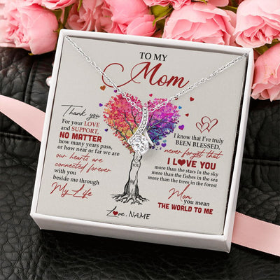 Alluring Beauty Necklace | Personalized To My Mom Necklace From Daughter Son Never Forget That I Love You You Mean The World Mom Birthday Mothers Day Christmas Customized Gift Box Message Card | siriusteestore