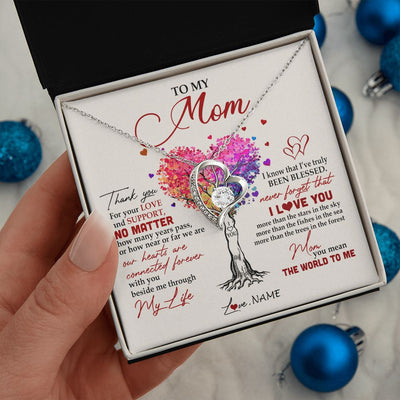 Forever Love Necklace | Personalized To My Mom Necklace From Daughter Son Never Forget That I Love You You Mean The World Mom Birthday Mothers Day Christmas Customized Gift Box Message Card | siriusteestore