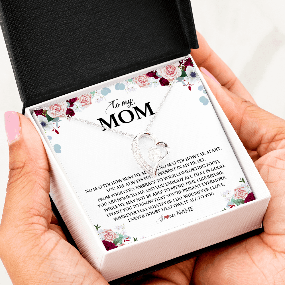 Forever Love Necklace | Personalized To My Mom Necklace From Daughter Son You Are Always Fully Present In My Heart Mother Birthday Mothers Day Jewelry Customized Gift Box Message Card | siriusteestore
