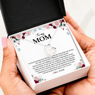 Forever Love Necklace | Personalized To My Mom Necklace From Daughter Son You Are Always Fully Present In My Heart Mother Birthday Mothers Day Jewelry Customized Gift Box Message Card | siriusteestore