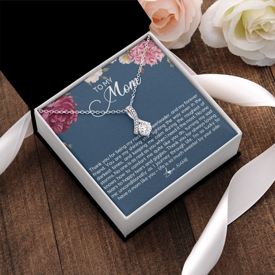 Alluring Beauty Necklace | Personalized To My Mom Necklace From Daughter Thank You For Being My Rock Mom Birthday Mothers Day Christmas Pendant Jewelry Customized Gift Box Message Card | siriusteestore