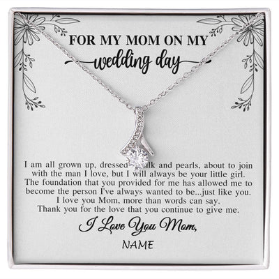Alluring Beauty Necklace | Personalized To My Mom On My Wedding Day Necklace From Daughter Bride I Love You Mom Mother Jewelry Customized Gift Box Message Card | siriusteestore