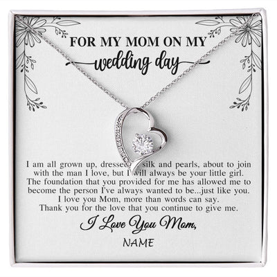 Forever Love Necklace | Personalized To My Mom On My Wedding Day Necklace From Daughter Bride I Love You Mom Mother Jewelry Customized Gift Box Message Card | siriusteestore