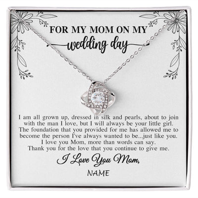 Love Knot Necklace | Personalized To My Mom On My Wedding Day Necklace From Daughter Bride I Love You Mom Mother Jewelry Customized Gift Box Message Card | siriusteestore