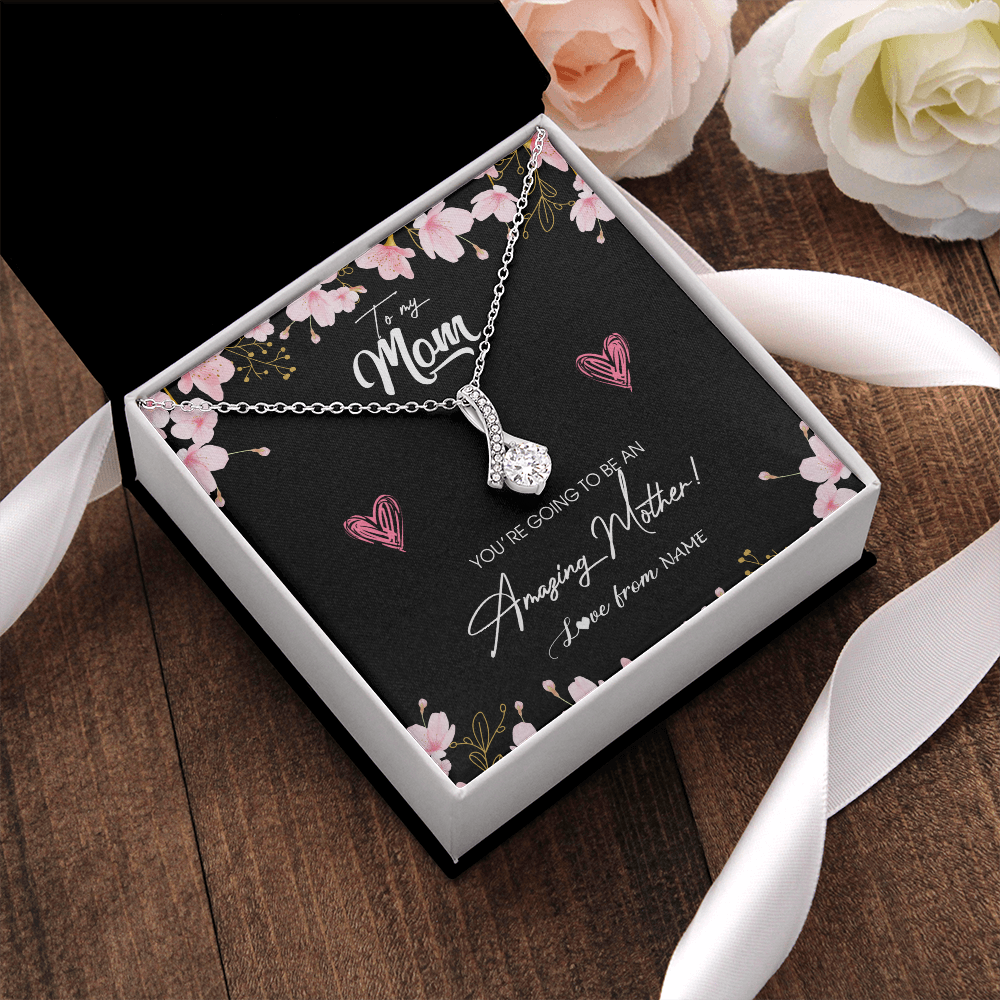 Alluring Beauty Necklace | Personalized To My Mom Pregnancy Necklace Expecting New Mom Amazing Mother First Time Mom Pregnant Mother To Be Mothers Day Customized Gift Box Message Card | siriusteestore