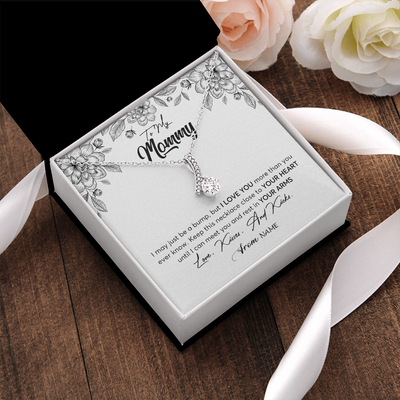 Alluring Beauty Necklace | Personalized To My Mommy Necklace Baby Bump Expecting Mom First Time Mom Pregnancy Pregnant New Mom Mother To Be Mothers Day Customized Gift Box Message Card | siriusteestore