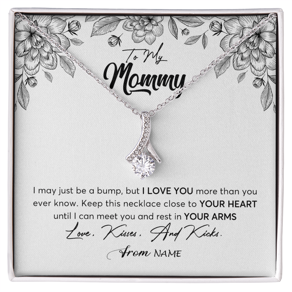 Alluring Beauty Necklace | Personalized To My Mommy Necklace Baby Bump Expecting Mom First Time Mom Pregnancy Pregnant New Mom Mother To Be Mothers Day Customized Gift Box Message Card | siriusteestore