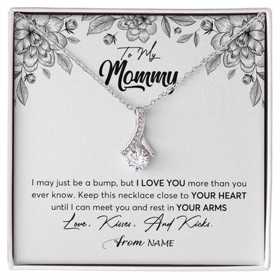 Alluring Beauty Necklace | Personalized To My Mommy Necklace Baby Bump Expecting Mom First Time Mom Pregnancy Pregnant New Mom Mother To Be Mothers Day Customized Gift Box Message Card | siriusteestore