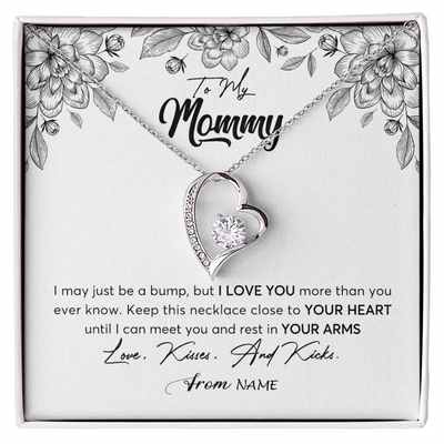 Forever Love Necklace | Personalized To My Mommy Necklace Baby Bump Expecting Mom First Time Mom Pregnancy Pregnant New Mom Mother To Be Mothers Day Customized Gift Box Message Card | siriusteestore