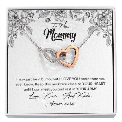 Interlocking Hearts Necklace | Personalized To My Mommy Necklace Baby Bump Expecting Mom First Time Mom Pregnancy Pregnant New Mom Mother To Be Mothers Day Customized Gift Box Message Card | siriusteestore