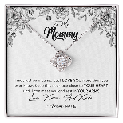 Love Knot Necklace | Personalized To My Mommy Necklace Baby Bump Expecting Mom First Time Mom Pregnancy Pregnant New Mom Mother To Be Mothers Day Customized Gift Box Message Card | siriusteestore