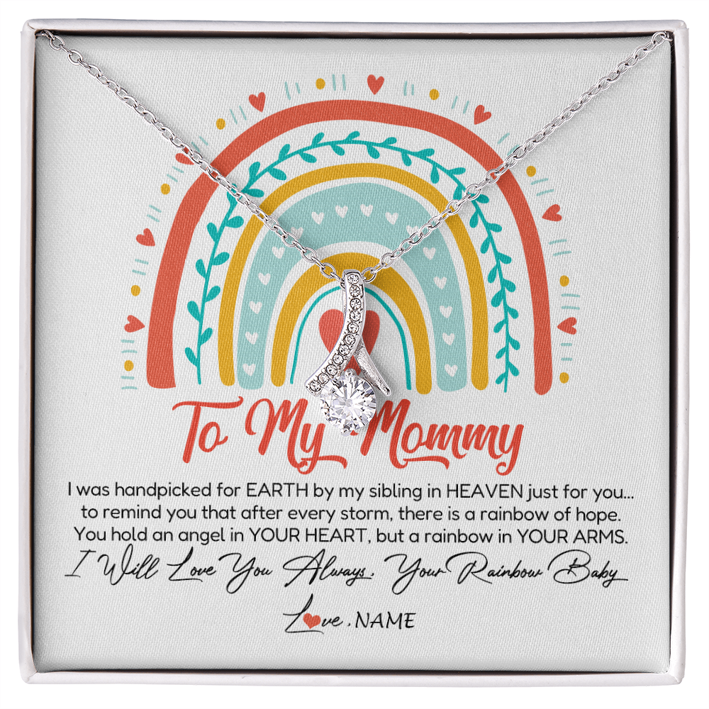 Alluring Beauty Necklace | Personalized To My Mommy Necklace Rainbow Baby Expecting New Mom Amazing Mother 1st Mom Pregnant Mother To Be Mothers Day Customized Gift Box Message Card | siriusteestore