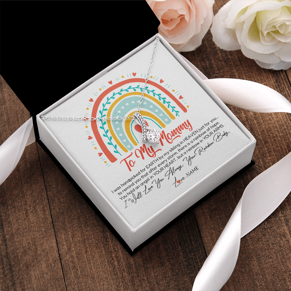Alluring Beauty Necklace | Personalized To My Mommy Necklace Rainbow Baby Expecting New Mom Amazing Mother 1st Mom Pregnant Mother To Be Mothers Day Customized Gift Box Message Card | siriusteestore