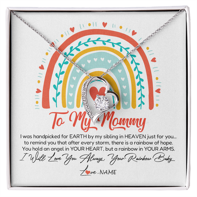 Forever Love Necklace | Personalized To My Mommy Necklace Rainbow Baby Expecting New Mom Amazing Mother 1st Mom Pregnant Mother To Be Mothers Day Customized Gift Box Message Card | siriusteestore