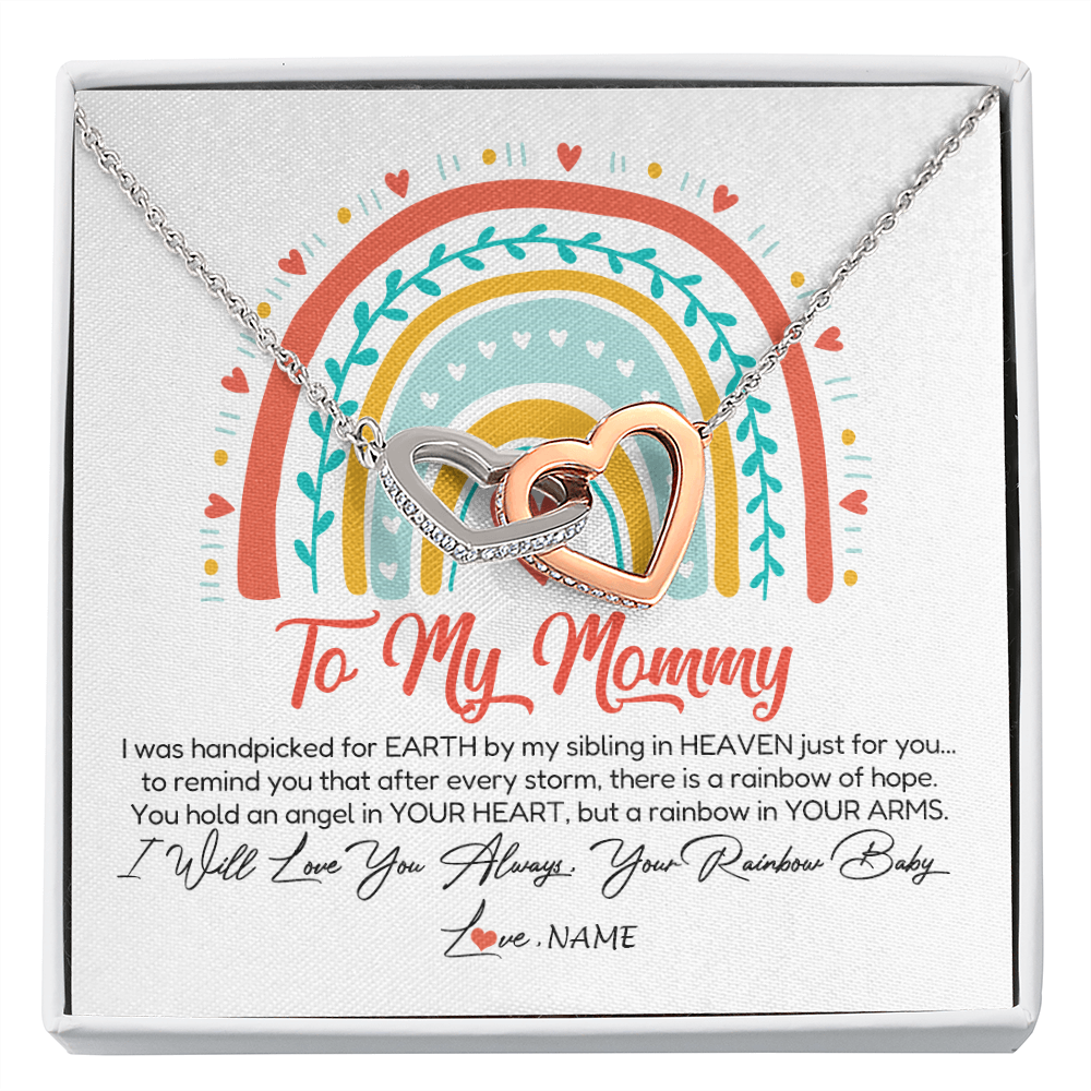 Interlocking Hearts Necklace | Personalized To My Mommy Necklace Rainbow Baby Expecting New Mom Amazing Mother 1st Mom Pregnant Mother To Be Mothers Day Customized Gift Box Message Card | siriusteestore