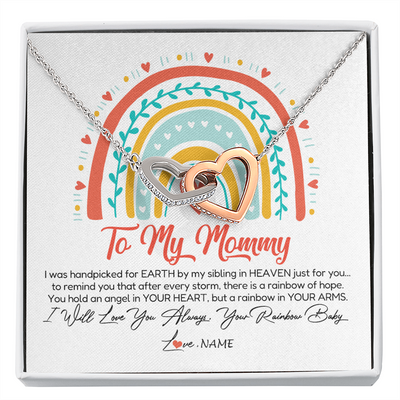 Interlocking Hearts Necklace | Personalized To My Mommy Necklace Rainbow Baby Expecting New Mom Amazing Mother 1st Mom Pregnant Mother To Be Mothers Day Customized Gift Box Message Card | siriusteestore