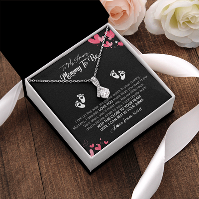 Alluring Beauty Necklace | Personalized To My Mommy To Be Necklace Never ending From Baby Bump For First Time Mom Pregnant Happy 1st Mothers Day Jewelry Customized Gift Box Message Card | siriusteestore