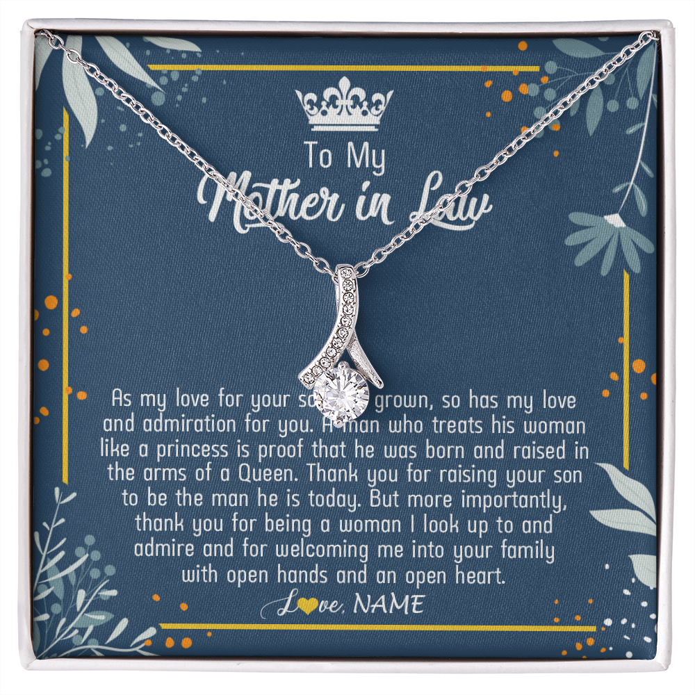 Alluring Beauty Necklace | Personalized To My Mother In Law Necklace As My Love For Your Son Mother's Day Husband's Mom Birthday Anniversary Christmas Customized Gift Box Message Card | siriusteestore