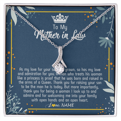 Alluring Beauty Necklace | Personalized To My Mother In Law Necklace As My Love For Your Son Mother's Day Husband's Mom Birthday Anniversary Christmas Customized Gift Box Message Card | siriusteestore