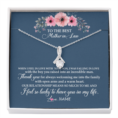 Alluring Beauty Necklace | Personalized To My Mother In Law Necklace From Daughter In Law Thank You Mother Of The Groom Jewelry Birthday Mothers Day Christmas Customized Message Card | siriusteestore