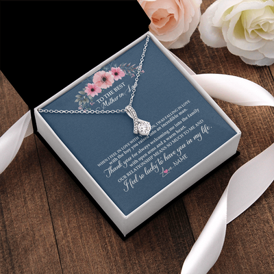 Alluring Beauty Necklace | Personalized To My Mother In Law Necklace From Daughter In Law Thank You Mother Of The Groom Jewelry Birthday Mothers Day Christmas Customized Message Card | siriusteestore