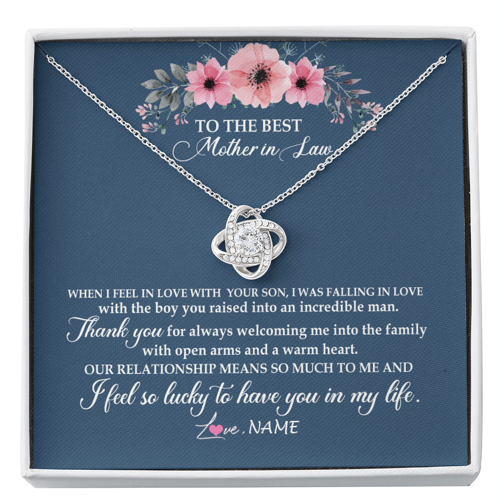 Love Knot Necklace | Personalized To My Mother In Law Necklace From Daughter In Law Thank You Mother Of The Groom Jewelry Birthday Mothers Day Christmas Customized Message Card | siriusteestore
