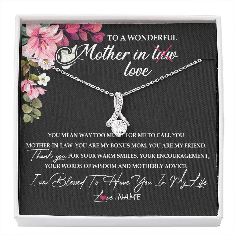 Alluring Beauty Necklace | Personalized To My Mother In Law Necklace From Daughter In Law You Are My Bonus Mom Jewelry Birthday Mothers Day Christmas Customized Gift Box Message Card | siriusteestore