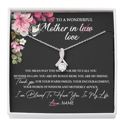 Alluring Beauty Necklace | Personalized To My Mother In Law Necklace From Daughter In Law You Are My Bonus Mom Jewelry Birthday Mothers Day Christmas Customized Gift Box Message Card | siriusteestore