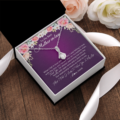 Alluring Beauty Necklace | Personalized To My Mother In Law Necklace Thank You Mother In Law Wedding Day Birthday Monthers Day Christmas Jewelry Pendant Customized Gift Box Message Card | siriusteestore