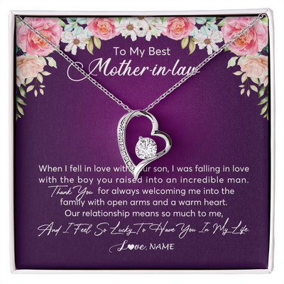 Forever Love Necklace | Personalized To My Mother In Law Necklace Thank You Mother In Law Wedding Day Birthday Monthers Day Christmas Jewelry Pendant Customized Gift Box Message Card | siriusteestore