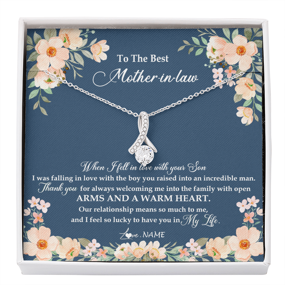 Alluring Beauty Necklace | Personalized To My Mother In Law Necklace from Daugter In Law Feel In Love Son Mother Of My Husband Jewelry Birthday Wedding Pendant Customized Message Card | siriusteestore