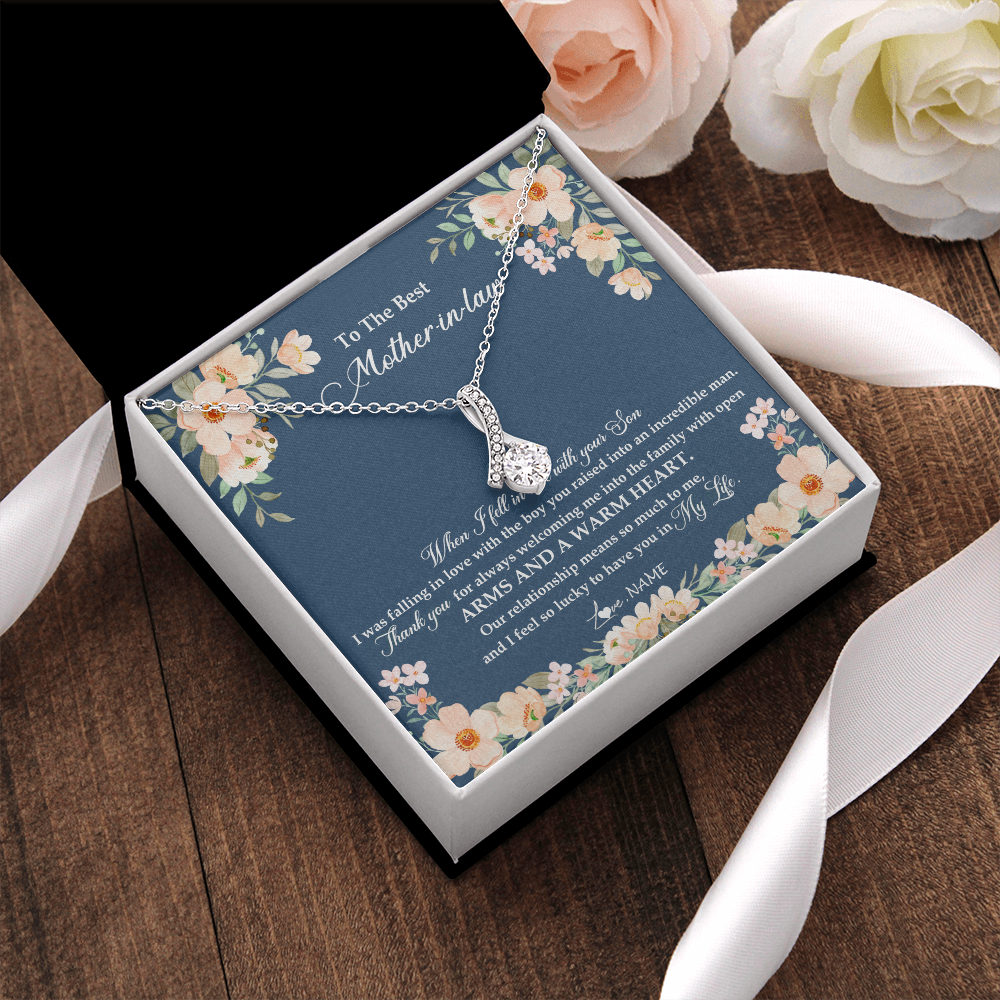 Alluring Beauty Necklace | Personalized To My Mother In Law Necklace from Daugter In Law Feel In Love Son Mother Of My Husband Jewelry Birthday Wedding Pendant Customized Message Card | siriusteestore