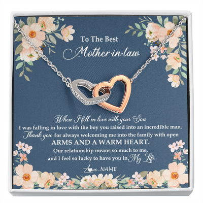 Interlocking Hearts Necklace | Personalized To My Mother In Law Necklace from Daugter In Law Feel In Love Son Mother Of My Husband Jewelry Birthday Wedding Pendant Customized Message Card | siriusteestore
