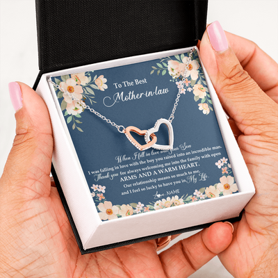 Interlocking Hearts Necklace | Personalized To My Mother In Law Necklace from Daugter In Law Feel In Love Son Mother Of My Husband Jewelry Birthday Wedding Pendant Customized Message Card | siriusteestore