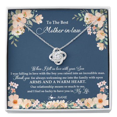 Love Knot Necklace | Personalized To My Mother In Law Necklace from Daugter In Law Feel In Love Son Mother Of My Husband Jewelry Birthday Wedding Pendant Customized Message Card | siriusteestore